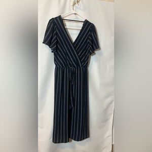 Navy and White Patterned Dress
